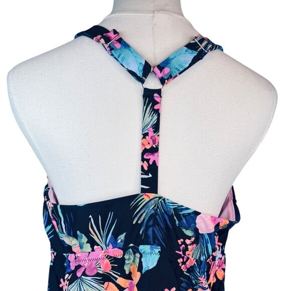 2/$30 NWT Raisins Curve Size 14 Floral Tankini Top Plus Black Pink Blue - Picture 8 of 16